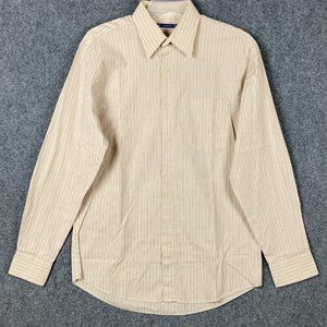 Luigi Bertolli Button Up Shirt Medium Men's Long Sleeve Striped 100% Cotton